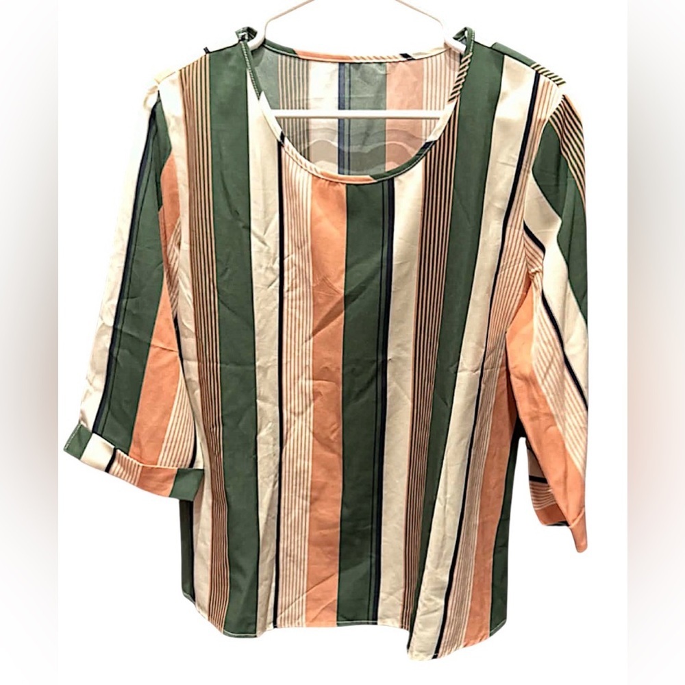 Striped Multicolor Women's Top blouse LARGE